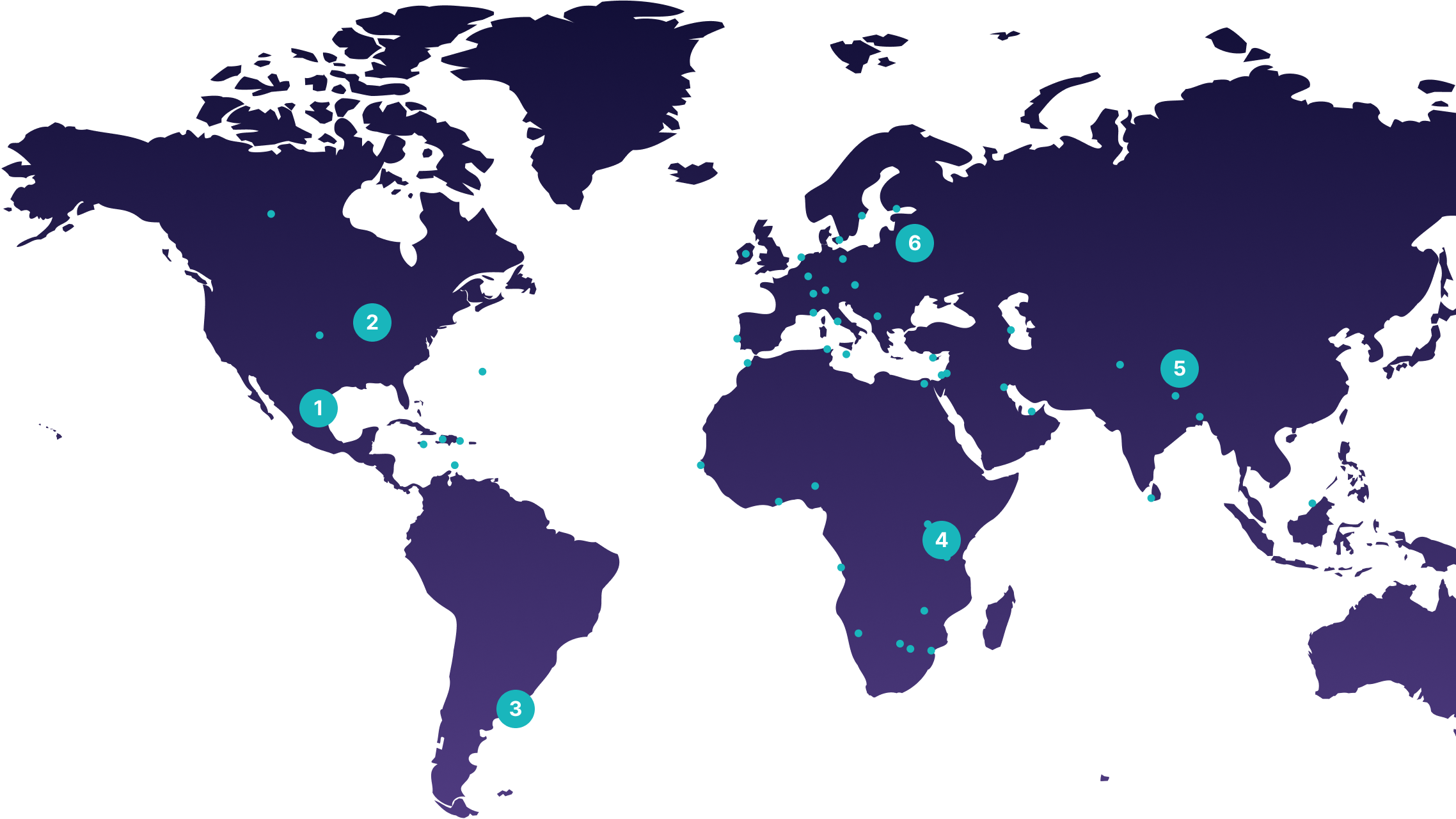 World map showing project locations